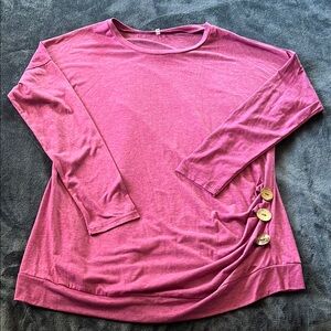 Women's Pink Button-Detail Top